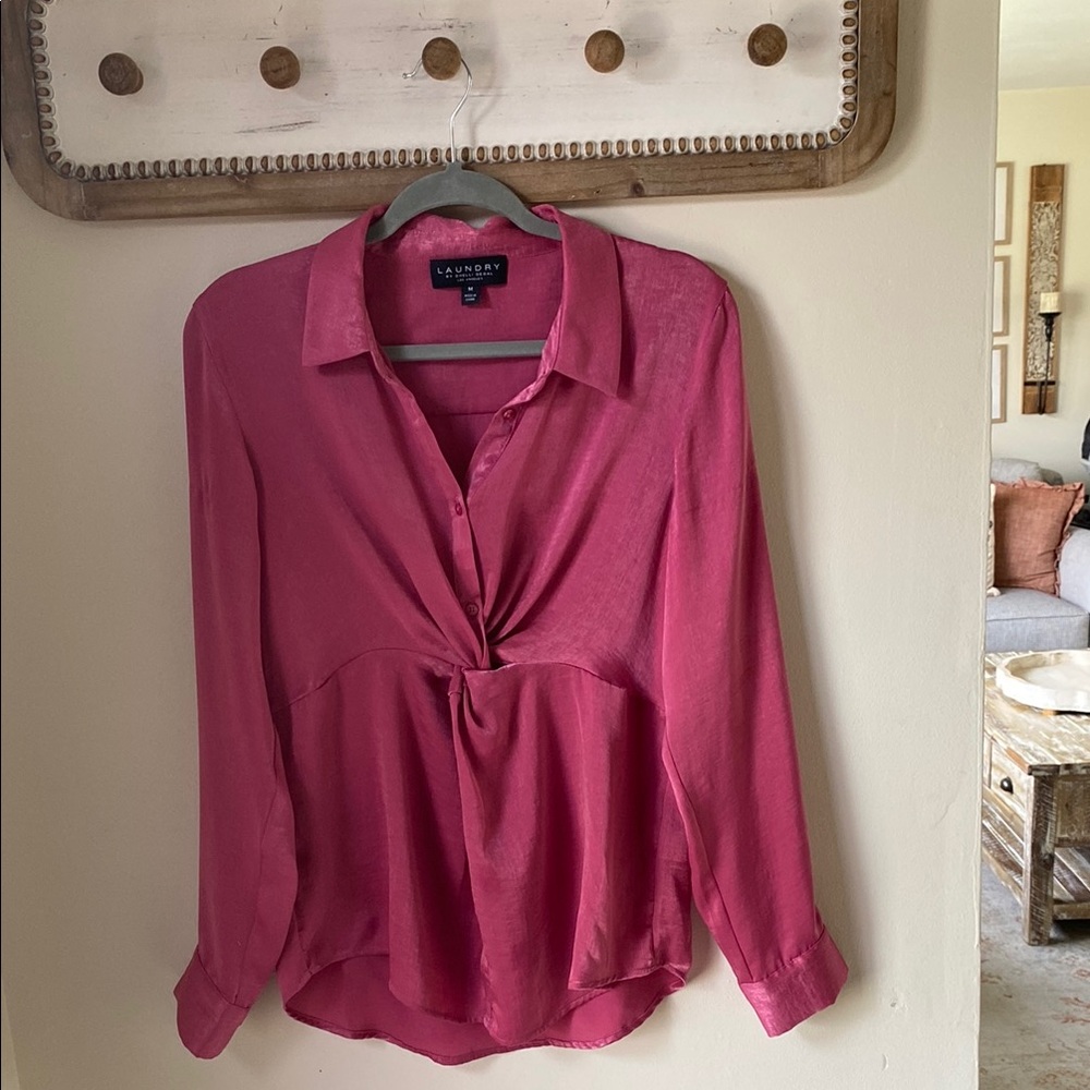 Laundry By Shelli Segal Women's Pink Twist-Front Blouse